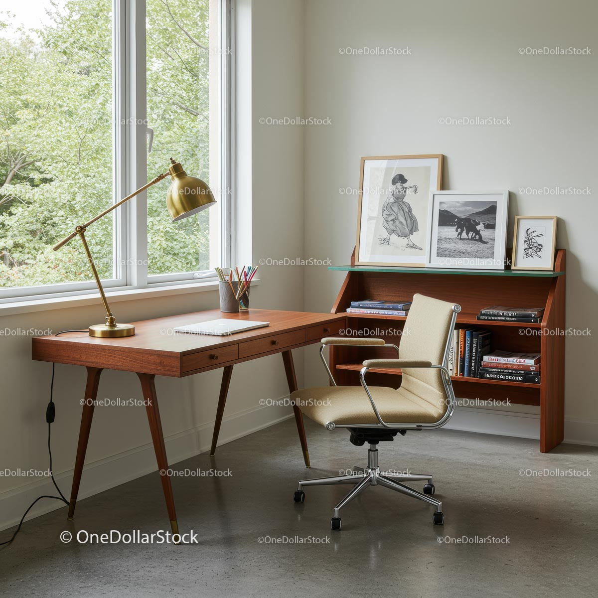Mid-Century Modern Home Office with Ergonomic Chair