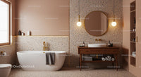 Modern Bathroom with Terrazzo Tiles and Gold Accents