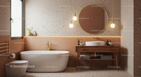 Luxurious Modern Bathroom with Freestanding Tub and Terrazzo Tiles