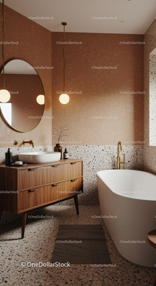 Elegant Modern Bathroom with Terrazzo and Wooden Vanity