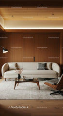 Elegant Minimalist Living Room with Warm Wooden Accents