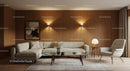 Modern Living Room with Beige Sofa and Wooden Accents