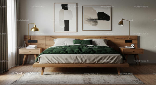 Modern Bedroom with Wooden Bed and Minimalist Decor