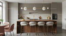 Modern Kitchen with Wooden Island and Terrazzo Backsplash