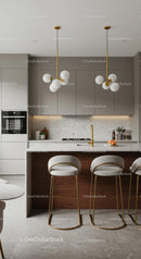 Modern Kitchen with Gold Accents and Marble Countertops