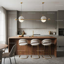 Sleek Modern Kitchen with Wooden Island and Gray Cabinets
