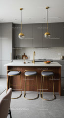 Modern Kitchen with Gray Cabinets and Wooden Accents