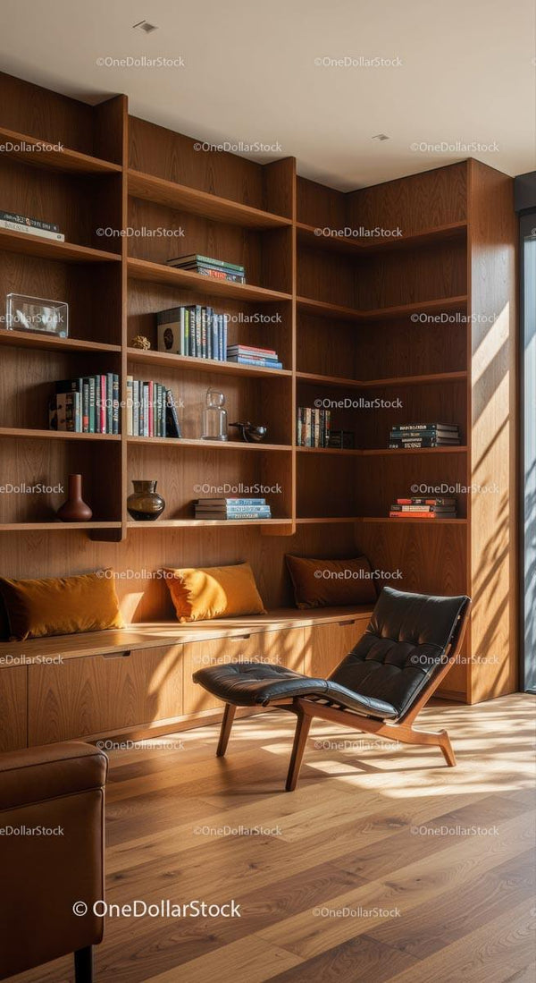 Elegant Modern Library with Cozy Reading Nook