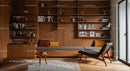 Modern Cozy Living Room with Wooden Shelves and Stylish Decor