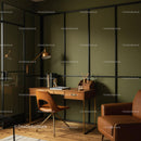 Stylish Home Office with Brown Leather Chair and Wooden Desk