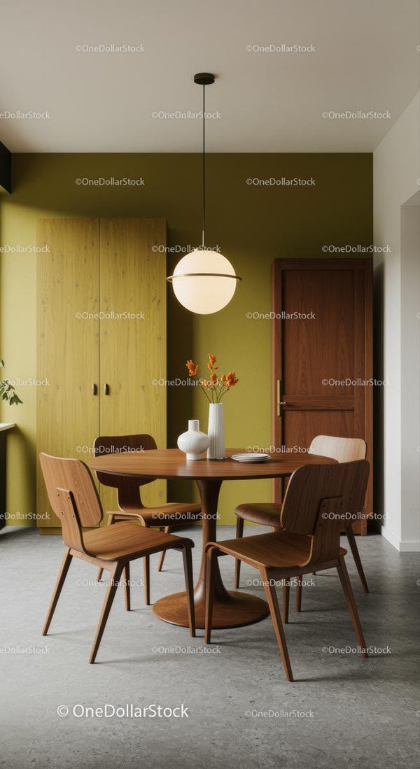 Modern Dining Room with Wooden Furniture and Pendant Light