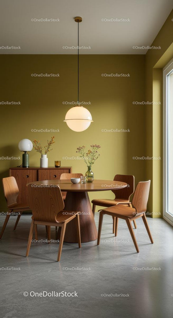 Modern Dining Room with Wooden Furniture and Pendant Light