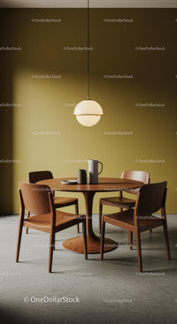 Modern Dining Room with Wooden Table and Chairs
