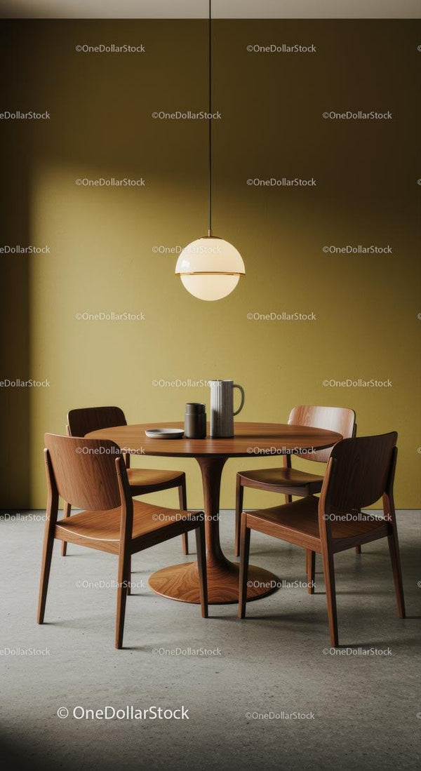 Modern Dining Room with Wooden Table and Chairs