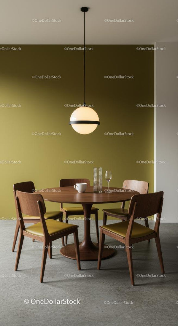 Modern Dining Room with Wooden Furniture and Pendant Light