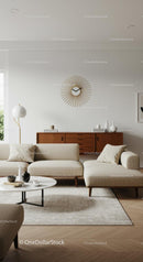 Minimalist Scandinavian Living Room with Beige Furniture