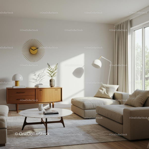 Stylish Mid-Century Modern Living Room with Natural Light