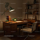 Vintage Home Office with Green Lamp and Rotary Phone