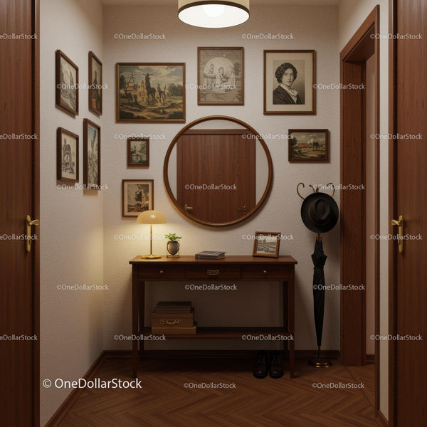 Vintage Hallway with Classic Wooden Furniture and Decor
