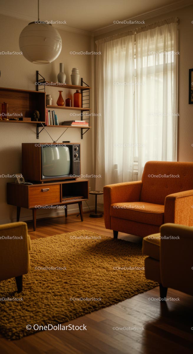 Cozy Retro Living Room with Vintage Furniture and Decor