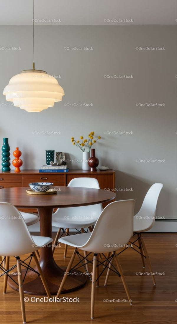 Elegant Mid-Century Modern Dining Room with Stylish Decor