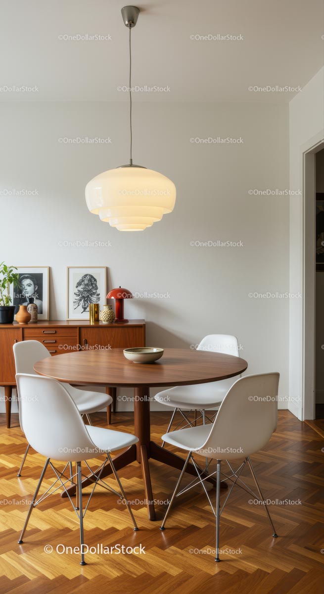 Elegant Mid-Century Dining Room with Wooden Furniture