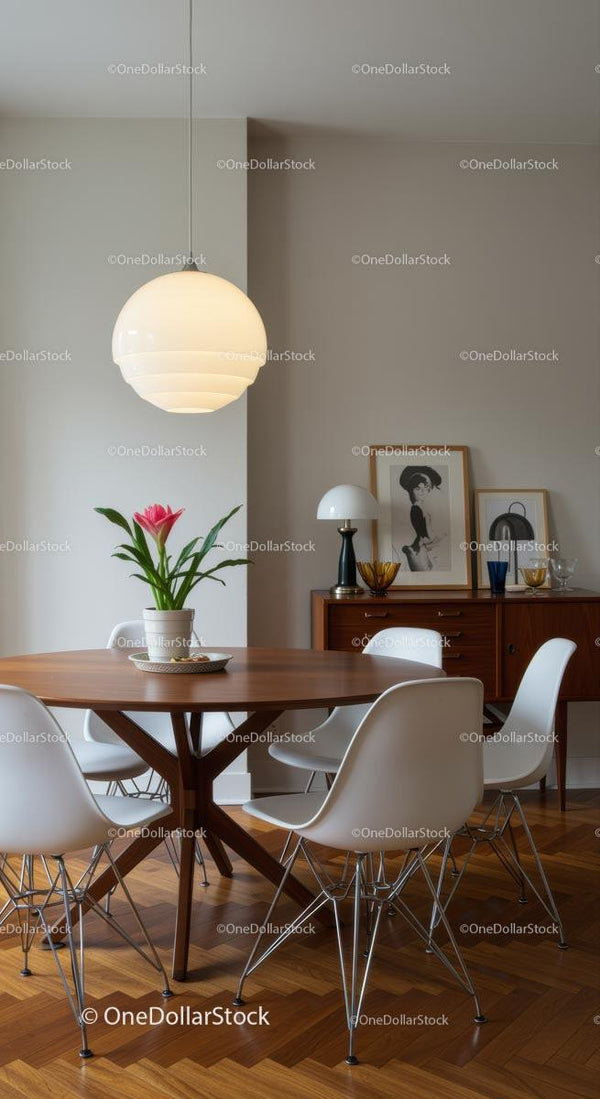 Mid-Century Modern Dining Room with Tulip Flower
