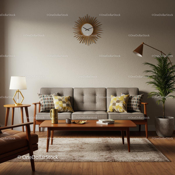 Mid-Century Modern Living Room with Cozy Elegance