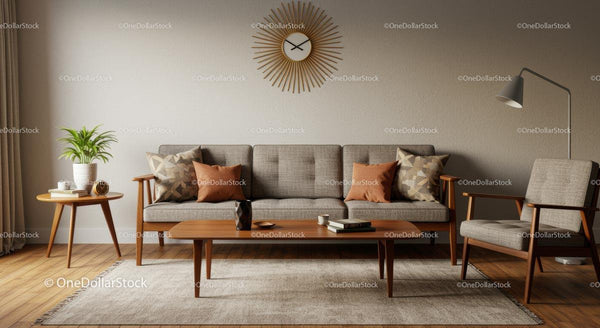 Mid-Century Modern Living Room with Plants and Decor