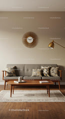 Mid-Century Modern Living Room with Elegant Sofa and Decor