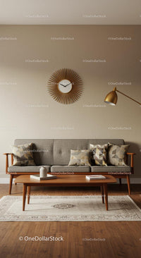 Mid-Century Modern Living Room with Elegant Sofa and Decor