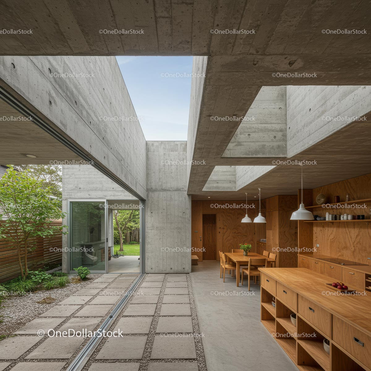 Modern Concrete and Wood Home with Open Interior