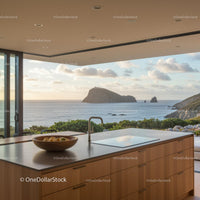 Luxury Kitchen with Ocean View at Sunset