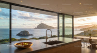 Modern Kitchen with Stunning Ocean and Island View