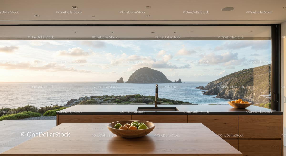 Modern Kitchen with Panoramic Ocean View