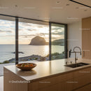Modern Kitchen with Stunning Ocean Sunset View