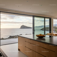 Modern Kitchen with Panoramic Ocean and Island View
