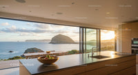 Modern Kitchen with Stunning Ocean View at Sunset