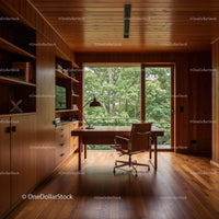 Minimalist Home Office with Scenic Nature View