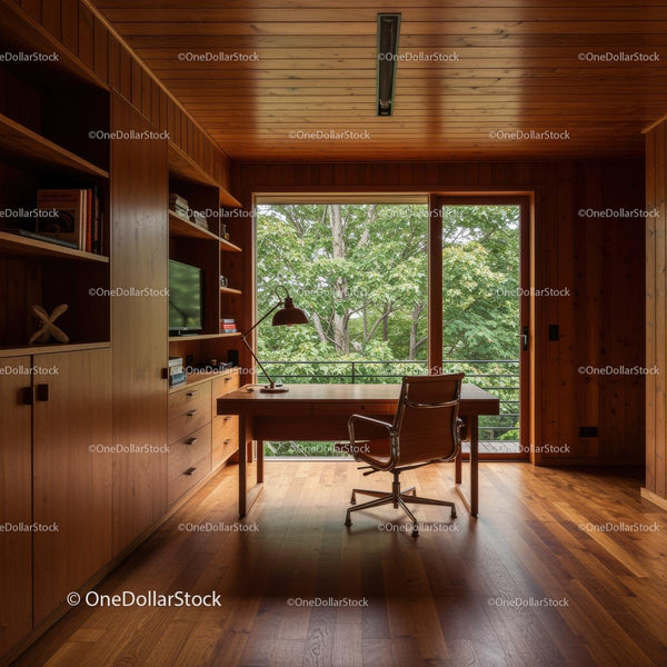 Minimalist Home Office with Scenic Nature View