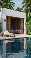 Tropical Villa and Poolside Retreat with Palm Trees