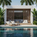 Modern Poolside Retreat with Palm Trees and Sun Loungers