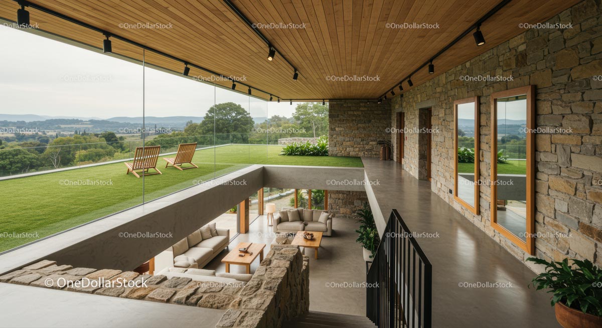 Modern Villa with Scenic Views and Green Lawn