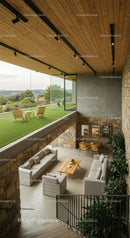Modern Open Living Space with Scenic View and Outdoor Seating
