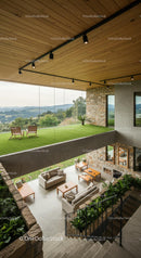 Modern Open Living Space with Panoramic Nature View
