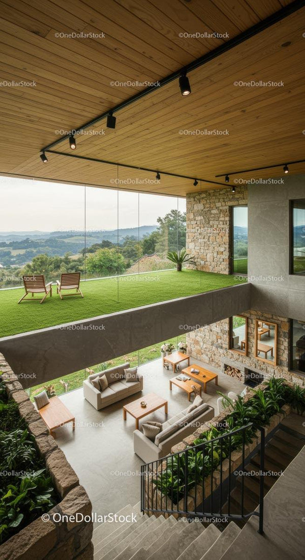 Modern Open Living Space with Panoramic Nature View