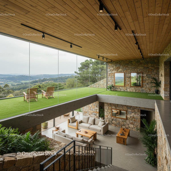 Modern Home with Glass Walls and Scenic View