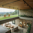 Modern Luxury Home with Panoramic Views and Stone Walls