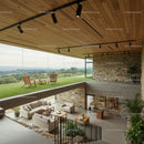 Modern Villa with Panoramic Glass Walls and Scenic Landscape