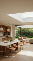 Modern Open-Plan Kitchen with Garden View and Skylight